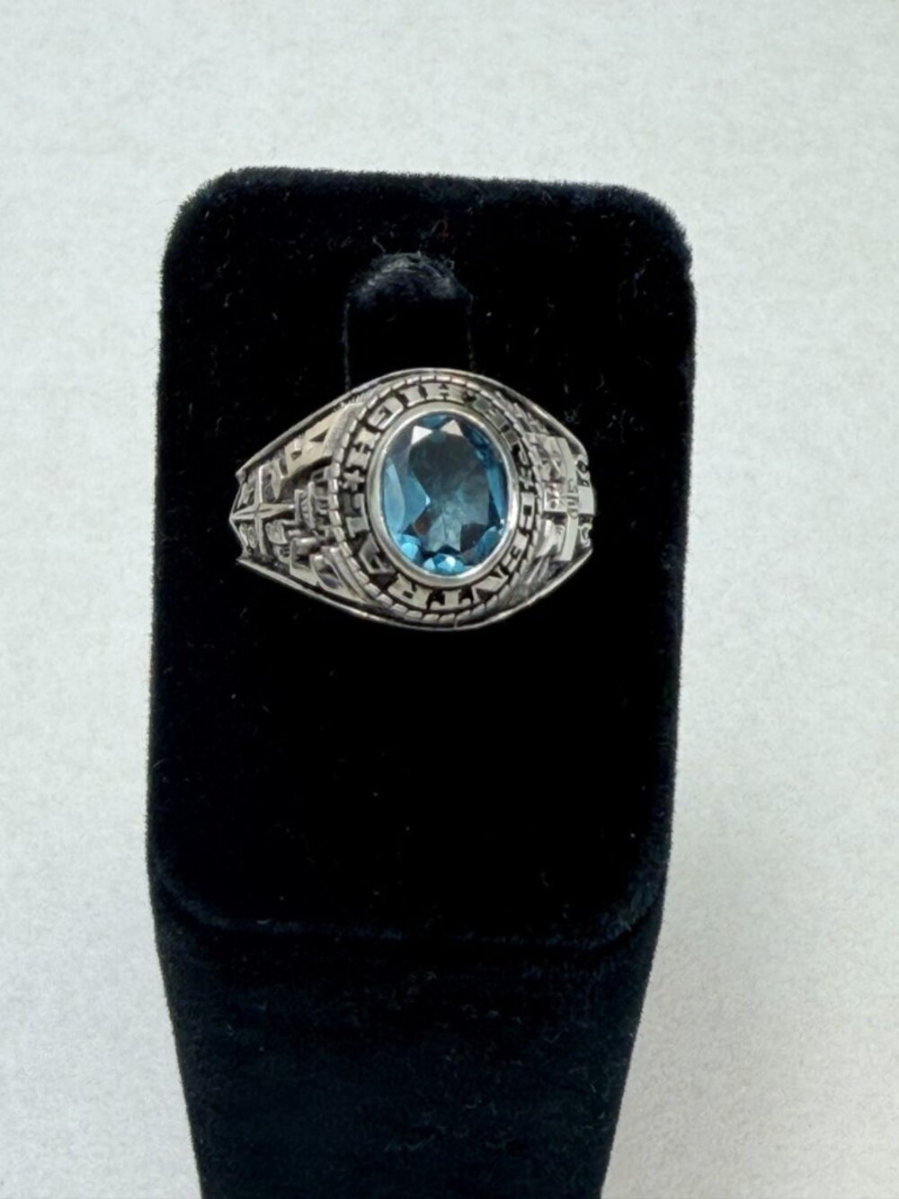 Vintage Unisex Lab Blue Sapphire Class Ring Stainless Steel From 93 Size 20